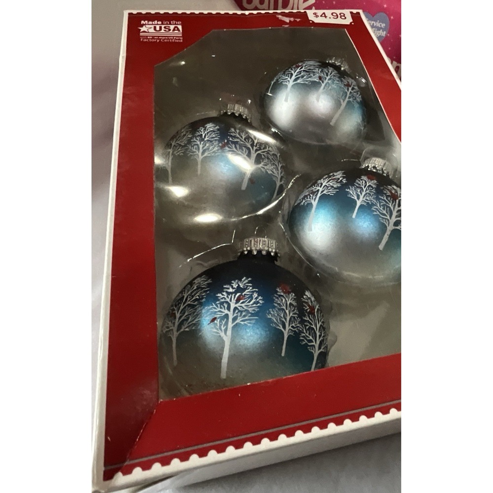 Set‎ Of 4 Holiday Living Glass Christmas Ornaments - Wintertime scene - Picture 5 of 5